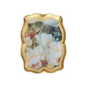 Floral Vintage Florentine Style Tray Made In ITALY Wooden Gilded